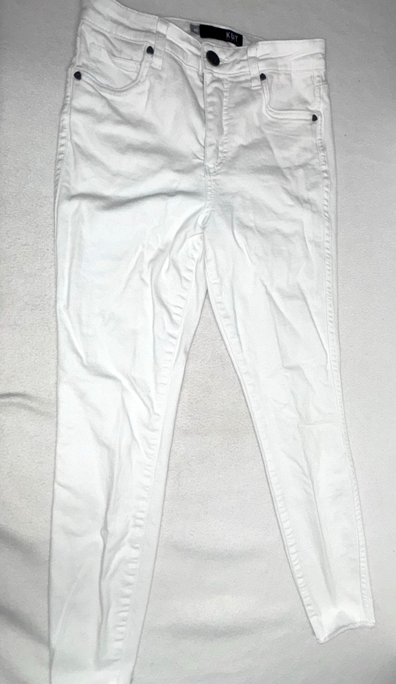 Size 00 Kut From the Kloth Jeans White Straight Leg 26" Waist 26" Inseam Donna